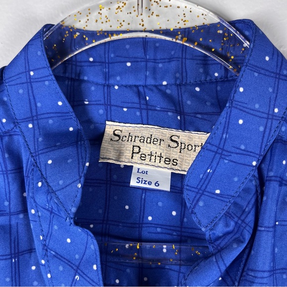 New VTG Schrader Sport Lightweight Belted Blue Polka Dot Button Midi Dress 6P - Picture 14 of 14